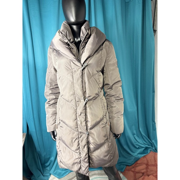 Lauren Ralph Lauren Womens Taupe Down Filled Puffer Toggle Parka Coat Large - Picture 2 of 13